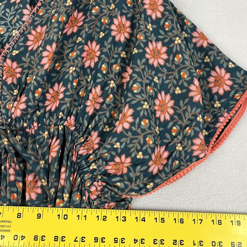 World Market Maxi Dress Women's Size Large Blue/Pink Floral V-Neck Flared Sleeve - Picture 8 of 12